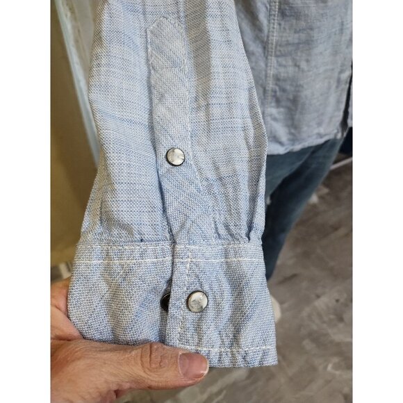 VTG Y2K BKE Athletic Fit Long Sleeve Snap Up Denim Shirt M Western - Picture 3 of 7